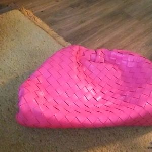 Bottega veneta pink medium clutch